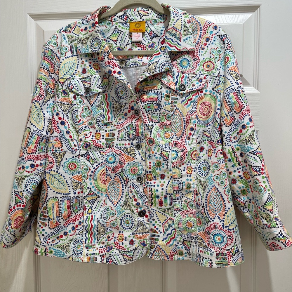 Ruby Rd. Multicolor Patterned Jean Jacket - Picture 1 of 3